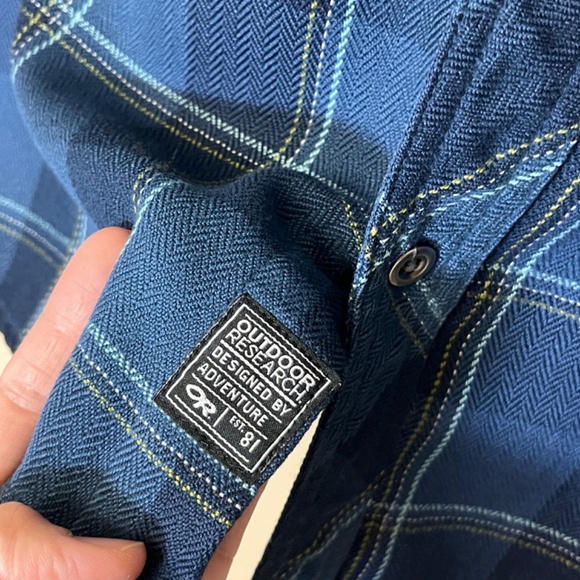 Outdoor Research Feedback Cotton Blend Plaid Flannel Shirt - Men's Size L - Blue - Picture 5 of 11